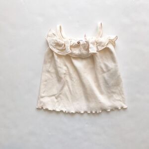 Zara NWT with flaws (small red pen mark) cream ribbed ruffle top 12-18 months